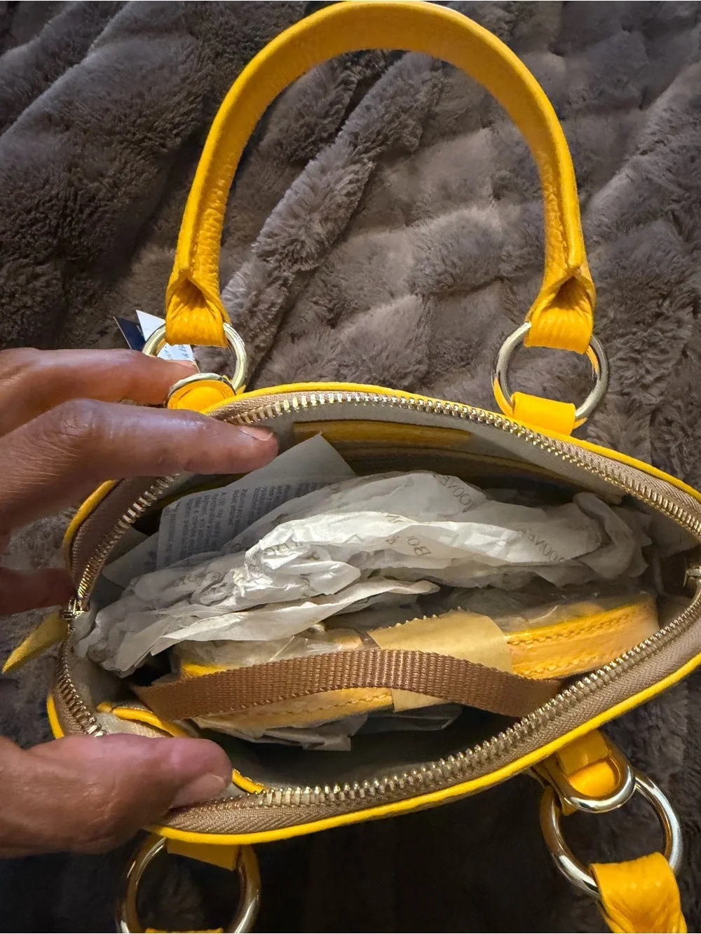 Dooney & Bourke Yellow Pebbled Leather Mini Satchel